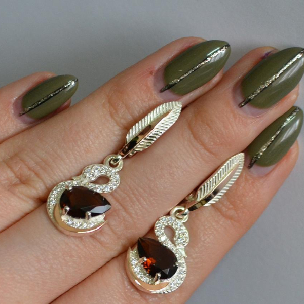 Серебряные серьги с золотыми вставками