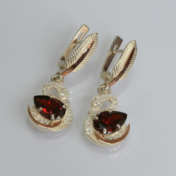 Серебряные серьги с золотыми вставками