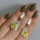 Серебряные серьги с золотыми вставками