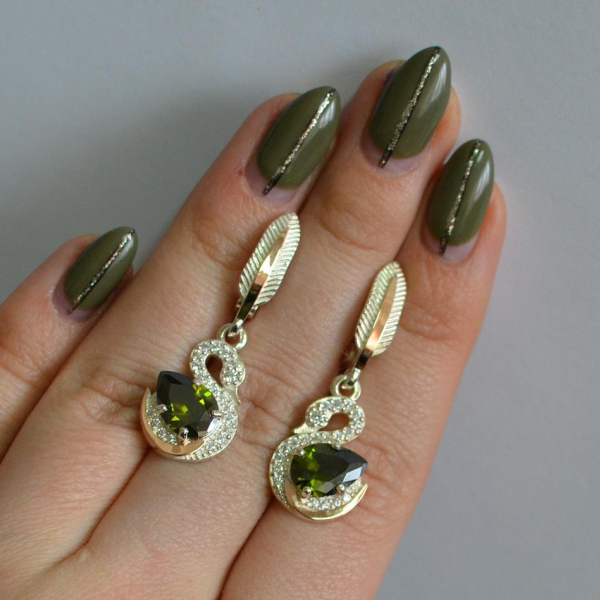 Серебряные серьги с золотыми вставками