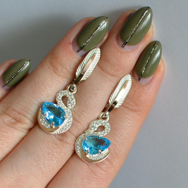 Серебряные серьги с золотыми вставками