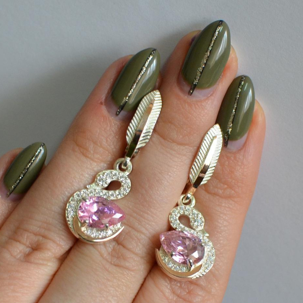 Серебряные серьги с золотыми вставками