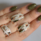 Срібний набір з золотими пластинами