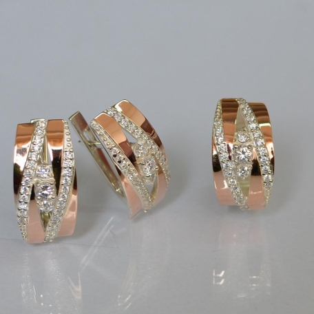 Срібний набір з золотими пластинами