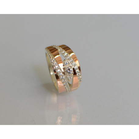 Серебряное кольцо с золотыми вставками