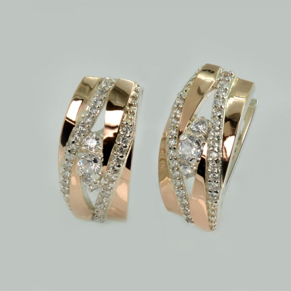 Срібні сережки з золотими вставками