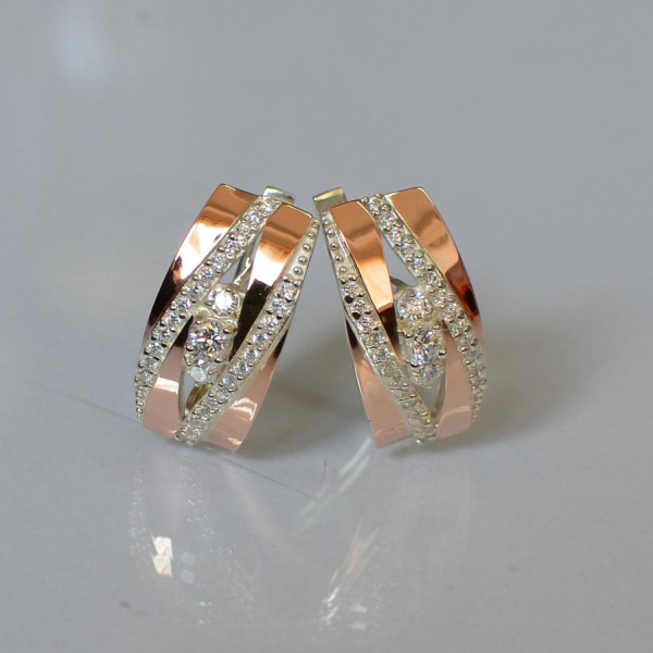 Срібні сережки з золотими вставками