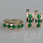 Срібний набір з золотими пластинами