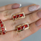 Срібний набір з золотими пластинами