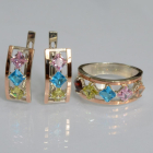 Срібний набір з золотими пластинами