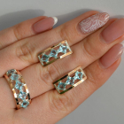 Срібний набір з золотими пластинами