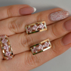 Срібний набір з золотими пластинами