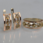 Срібний набір з золотими пластинами