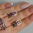 Срібний набір з золотими пластинами