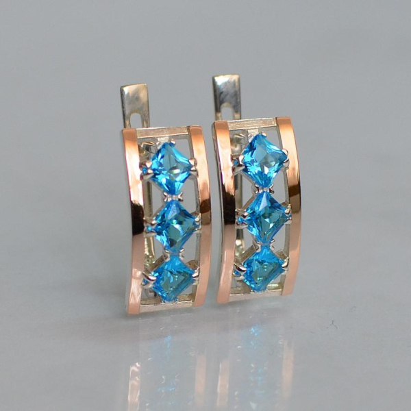 Срібні сережки з золотими вставками