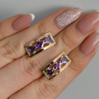 Срібні сережки з золотими вставками