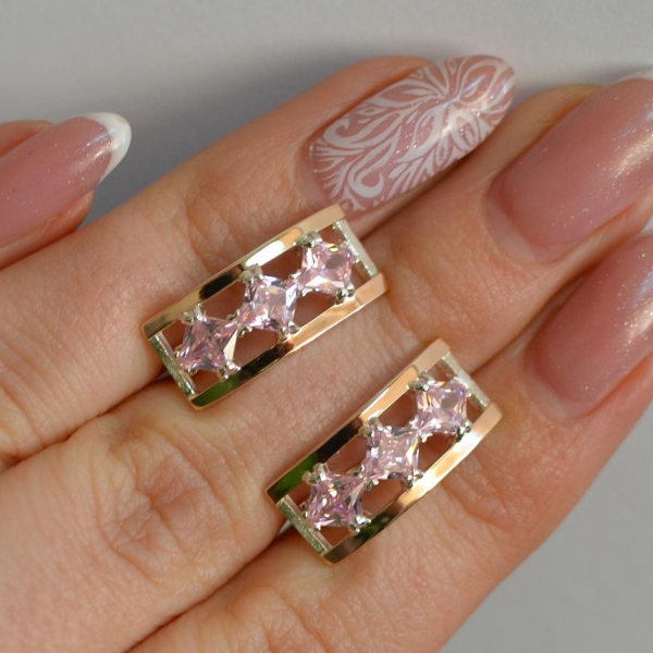 Срібні сережки з золотими вставками