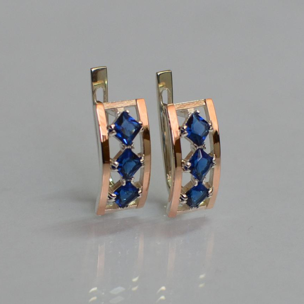 Срібні сережки з золотими вставками