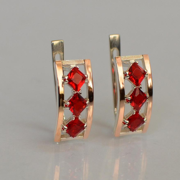 Срібні сережки з золотими вставками