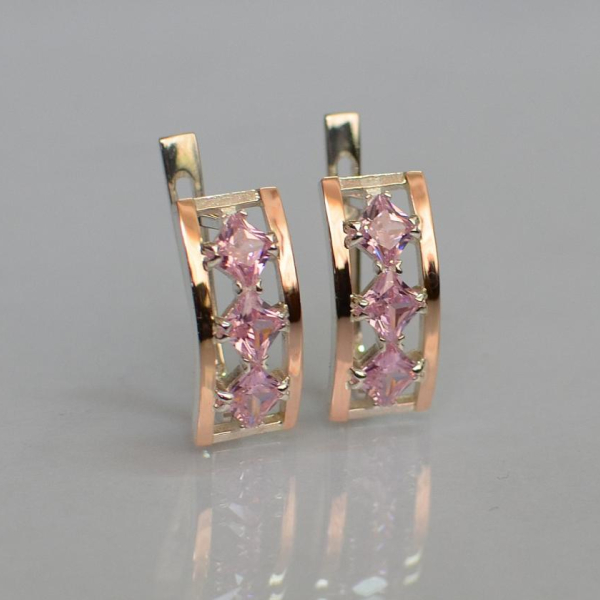 Срібні сережки з золотими вставками