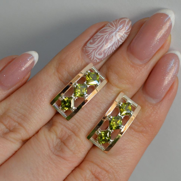 Срібні сережки з золотими вставками