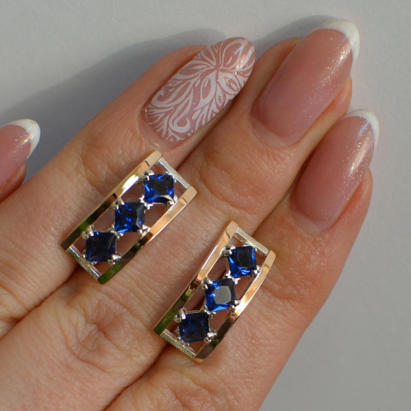 Срібні сережки з золотими вставками