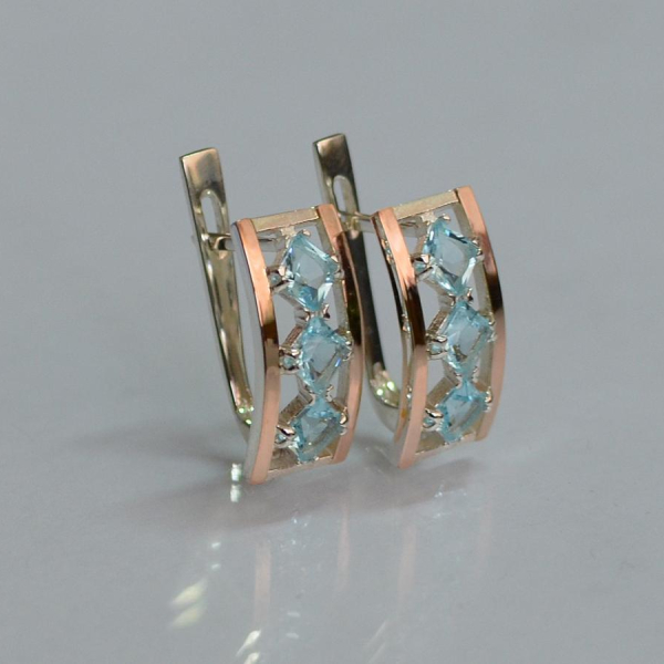 Срібні сережки з золотими вставками