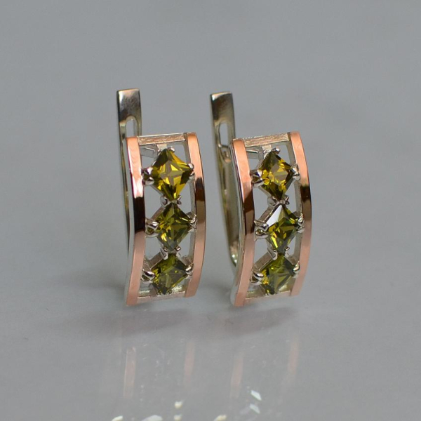 Срібні сережки з золотими вставками