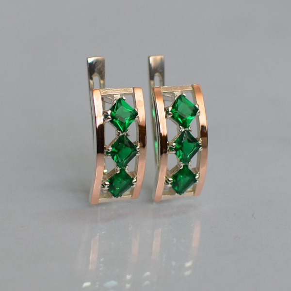 Срібні сережки з золотими вставками