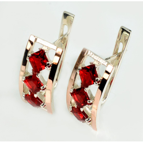 Серебряные серьги с золотыми вставками