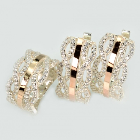 Срібний набір з золотими пластинами