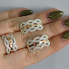 Срібний набір з золотими пластинами