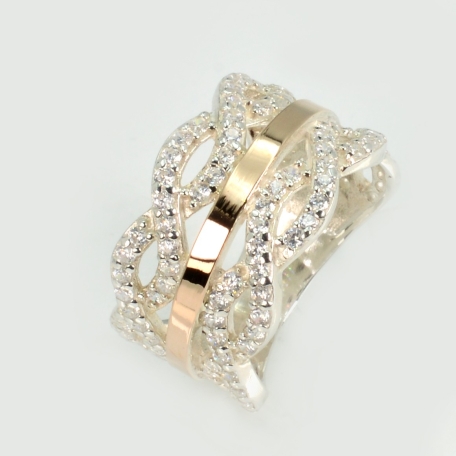 Срібна каблучка з золотими вставками