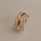 Срібна каблучка з золотими вставками