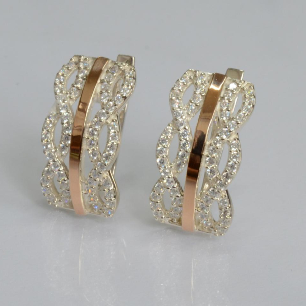 Срібні сережки з золотими вставками