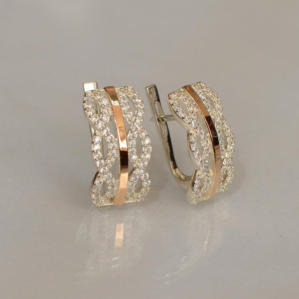 Срібні сережки з золотими вставками