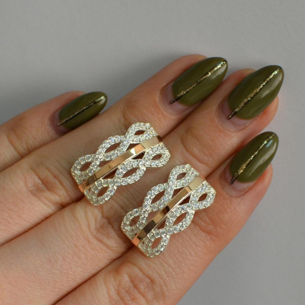 Срібні сережки з золотими вставками