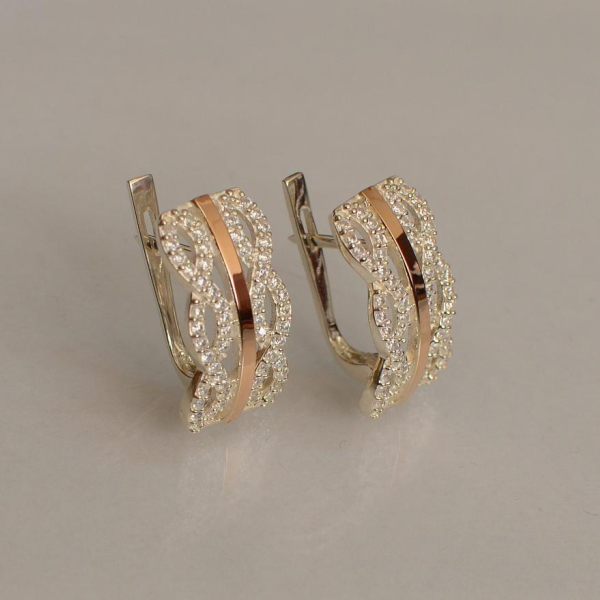 Срібні сережки з золотими вставками