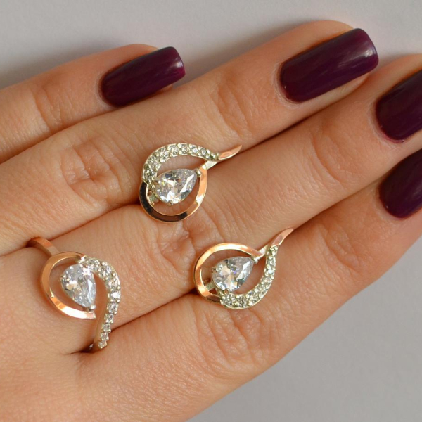 Срібний набір з золотими пластинами