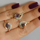 Срібний набір з золотими пластинами