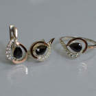 Срібний набір з золотими пластинами