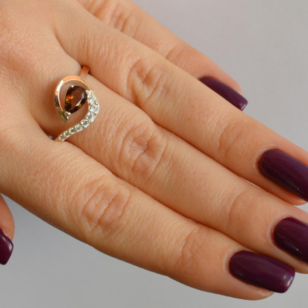 Серебряное кольцо с золотыми вставками