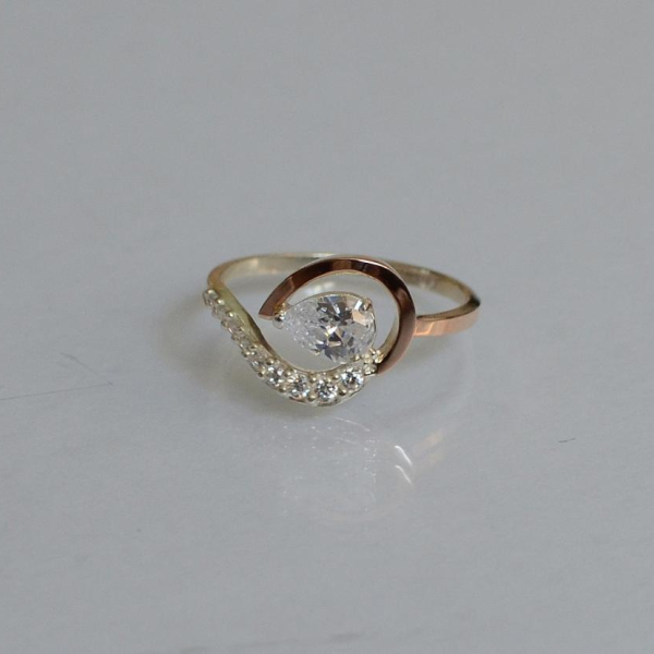 Серебряное кольцо с золотыми вставками