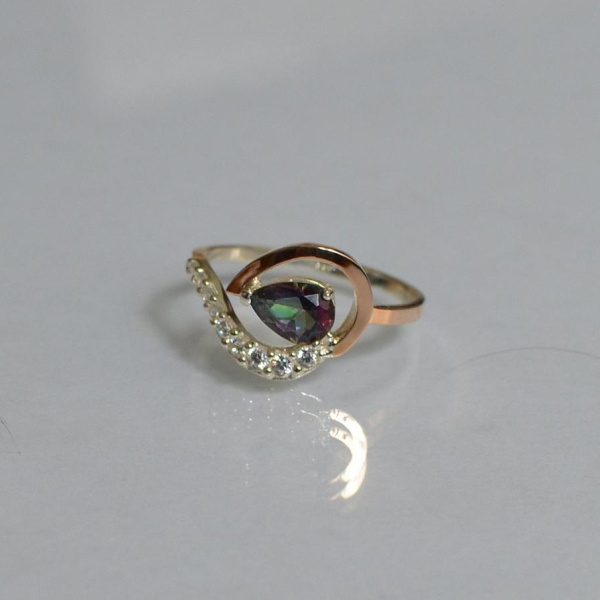 Серебряное кольцо с золотыми вставками