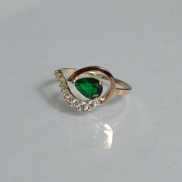 Серебряное кольцо с золотыми вставками