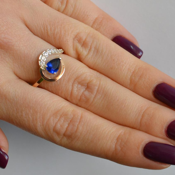 Серебряное кольцо с золотыми вставками