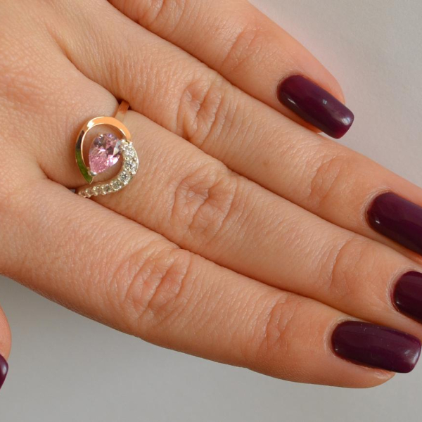 Серебряное кольцо с золотыми вставками