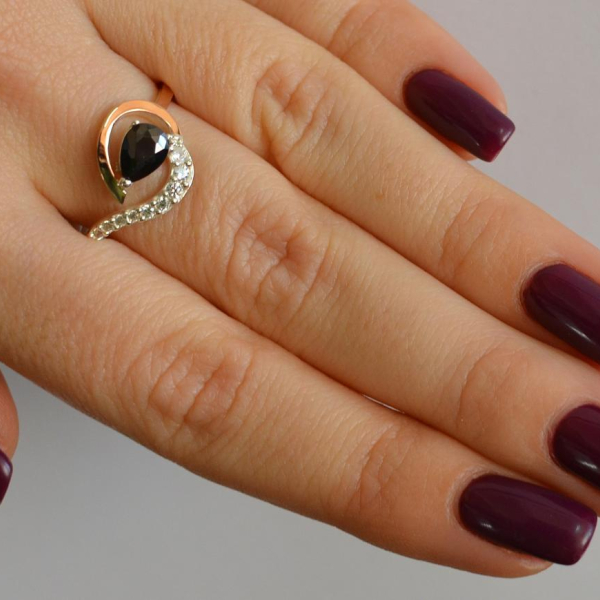 Серебряное кольцо с золотыми вставками