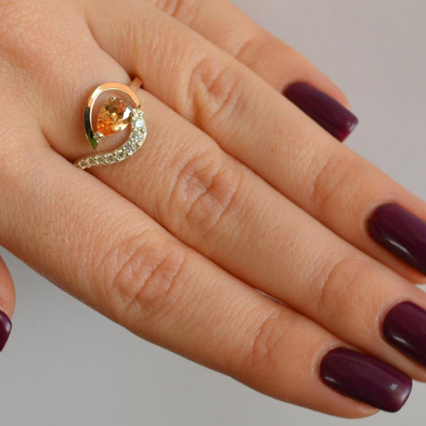 Серебряное кольцо с золотыми вставками