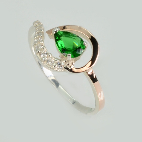 Срібна каблучка з золотими вставками